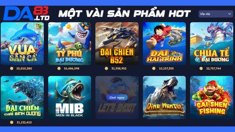 Một số sản phẩm hot khi chơi bắn cá tại nhà cái DA83